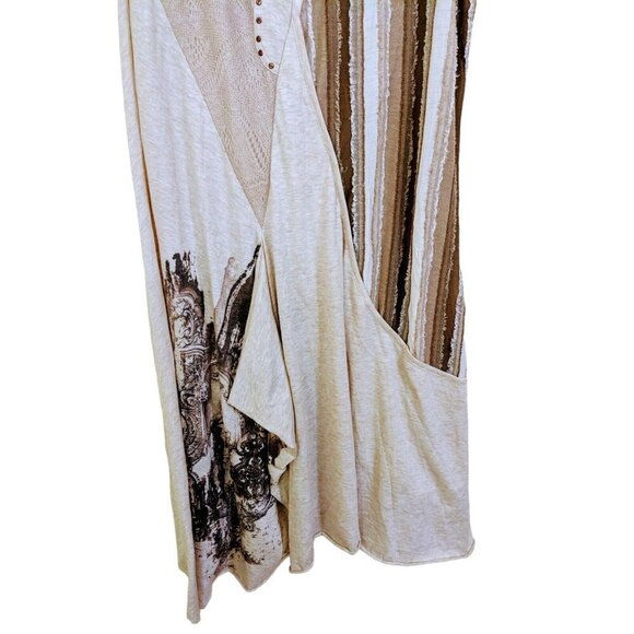 Cativa Lagenlook Dress Womens Size XL Mixed Media Sleeveless Neutrals Beige Boho - Picture 4 of 7